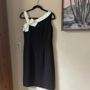 Vintage Talbots Black Bow Detail Sheath Cockatail Dress Size 6P